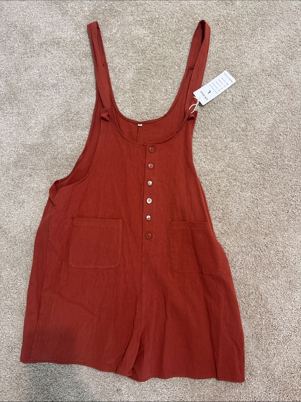 Amazon Women's Rust Red Button-Front Sleeveless Bodysuit
